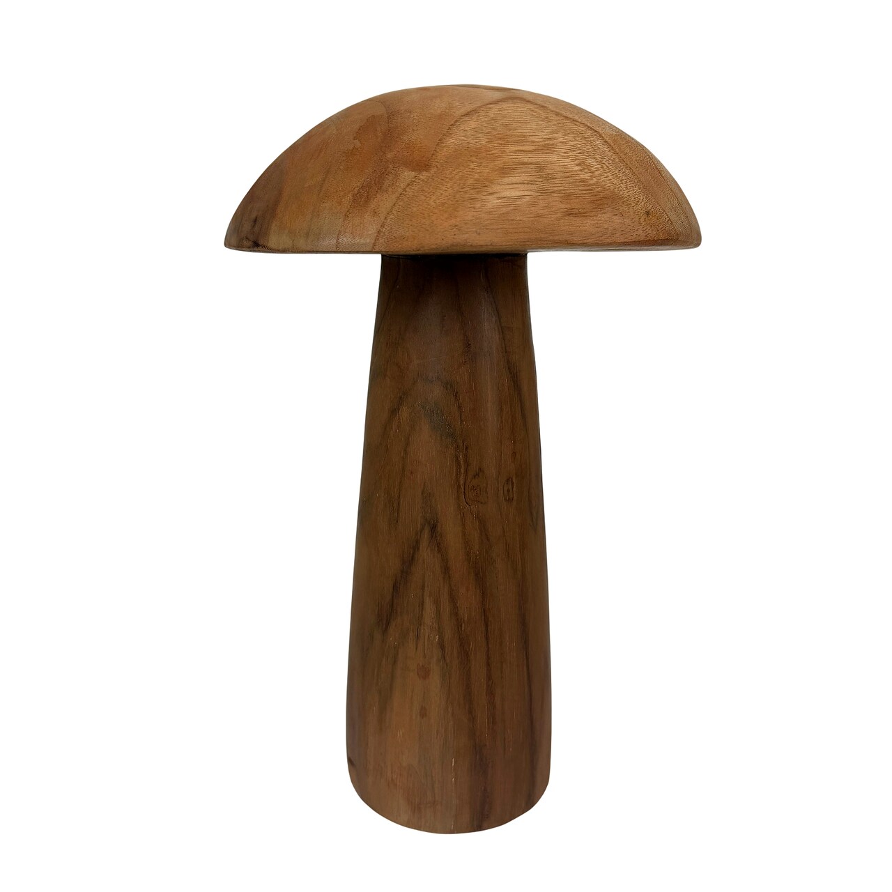 Wood Mushroom Statue 12.5 in Natural Solid Wood Freestanding Sculpture